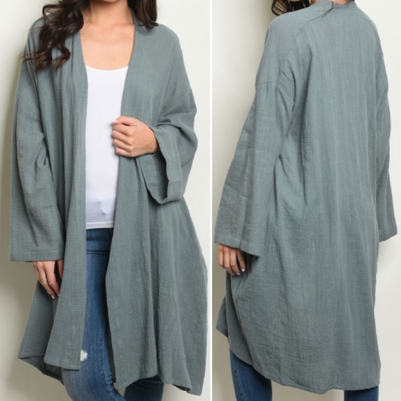 Charcoal kimono style Boho Cardigan - Picture 5 of 7